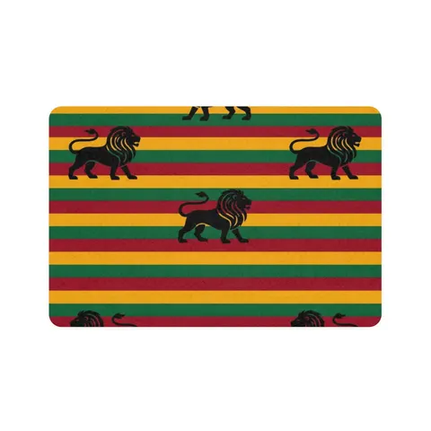 Rasta Flag Red Gold Green with Black Lion Pet Food Mat (12x18) — front view
