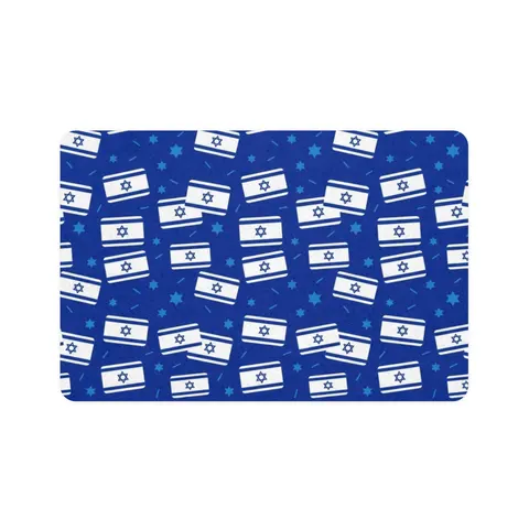 Faith Flag Blue & White Star Emblem Pet Food Mat (12x18) — front view