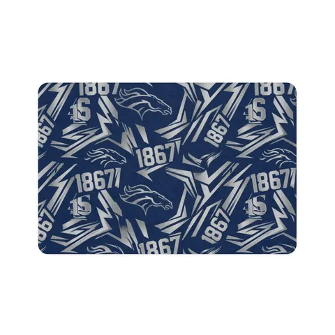 Fayetteville State 1867 Blue & Silver Pet Food Mat (12x18) — front view