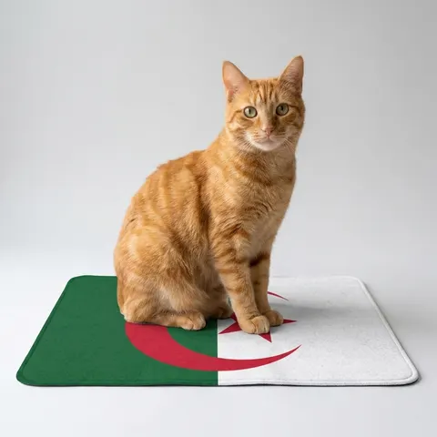 Algeria Green White Red Crescent Pet Food Mat (12x18)