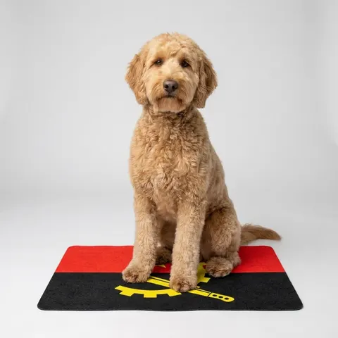 Angola Red Black & Emblem Pet Food Mat (12x18)