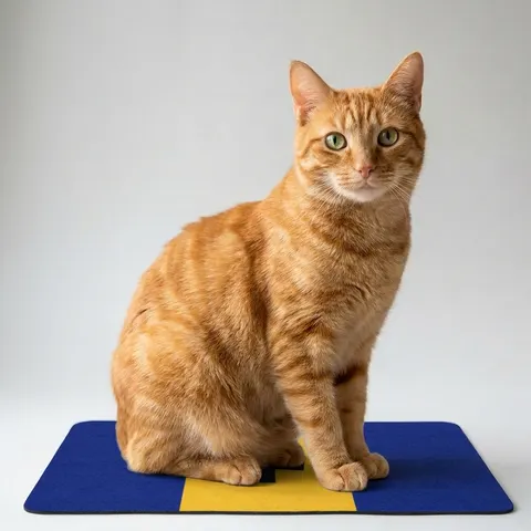 Barbados Blue Gold Trident Pet Food Mat (12x18)