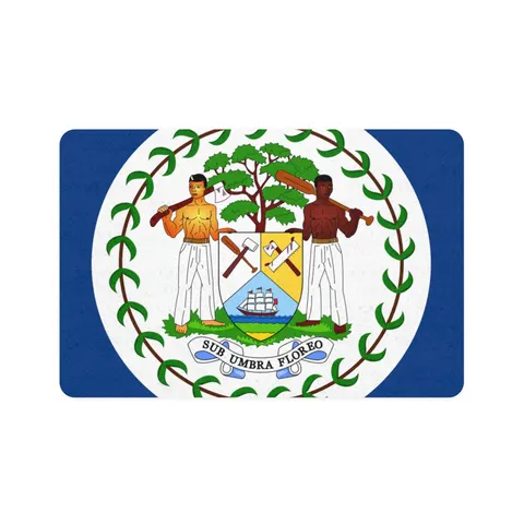 Belize Blue Red Emblem Pet Food Mat (12x18) — front view