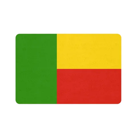 Benin Green Yellow Red Block Pet Food Mat (12x18) — front view
