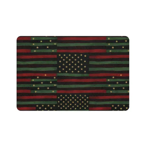 Black American Pan-African Stars & Stripes Pet Food Mat (12x18) — front view