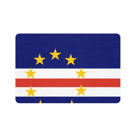 Cabo Verde Blue Stripe & Stars Pet Food Mat (12x18) — front view