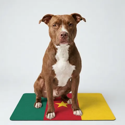 Cameroon Green Red Yellow Star Pet Food Mat (12x18)
