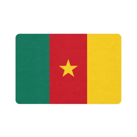 Cameroon Green Red Yellow Star Pet Food Mat (12x18) — front view