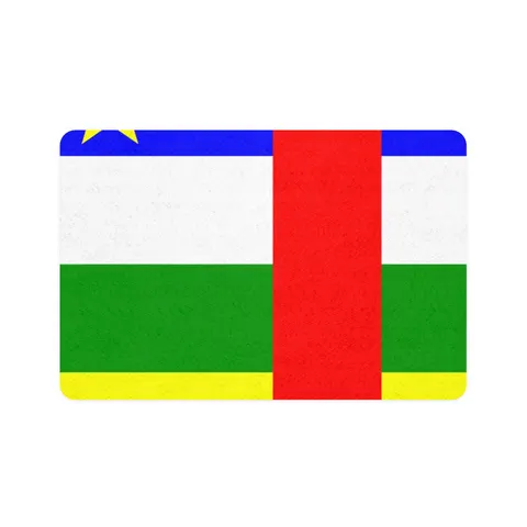 Central African Republic Stripes & Red Cross Pet Food Mat (12x18) — front view
