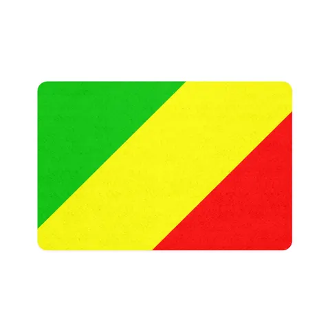 Republic of the Congo Diagonal Tricolor Pet Food Mat (12x18) — front view