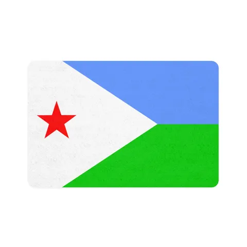 Djibouti Blue Green Triangle Pet Food Mat (12x18) — front view