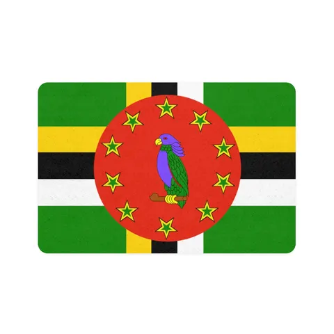 Dominica Green Cross & Circle Pet Food Mat (12x18) — front view