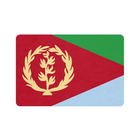 Eritrea Red Triangle & Wreath Pet Food Mat (12x18) — front view