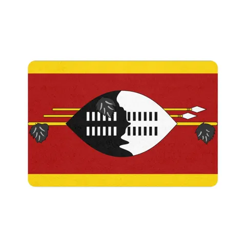 Eswatini Blue Red Yellow Shield Pet Food Mat (12x18) — front view