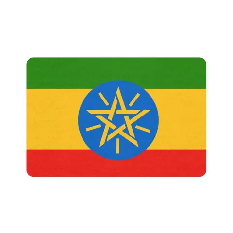 Ethiopia Green Yellow Red Pet Food Mat (12x18) — front view