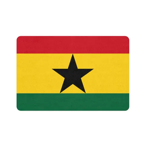 Ghana Red Gold Green & Star Pet Food Mat (12x18) — front view