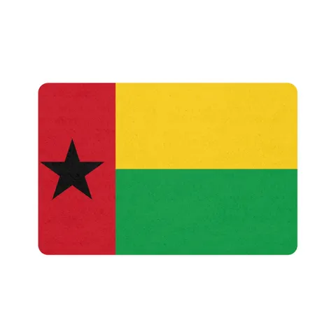 Guinea-Bissau Red Yellow Green Star Pet Food Mat (12x18) — front view