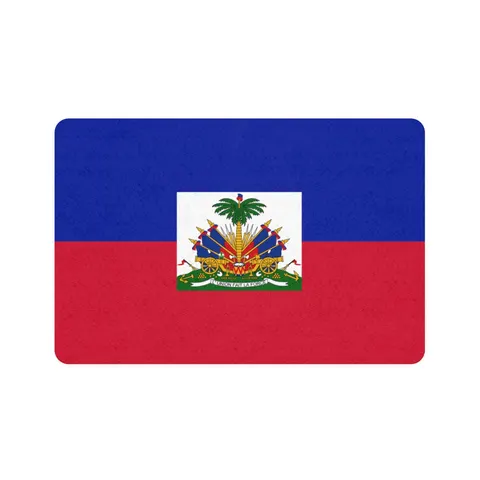 Haiti Blue Red Banner Pet Food Mat (12x18) — front view