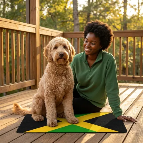 Jamaica Gold Cross Pet Food Mat (12x18)