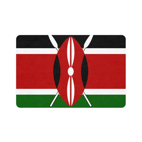 Kenya Black Red Green Stripes Pet Food Mat (12x18) — front view