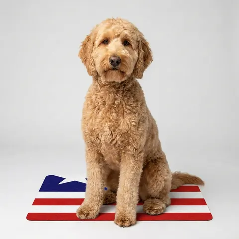 Liberia Stripes & Single Star Pet Food Mat (12x18)