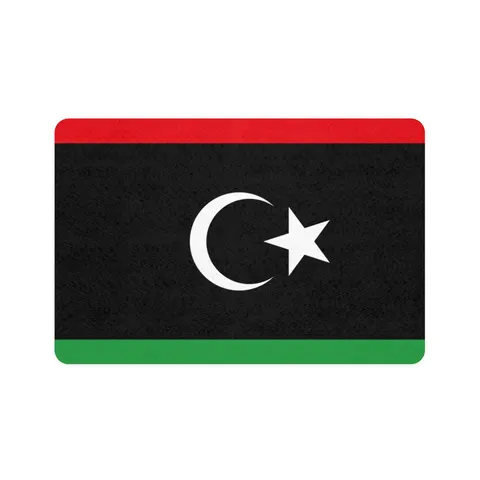 Libya Red Black Green Crescent Pet Food Mat (12x18) — front view
