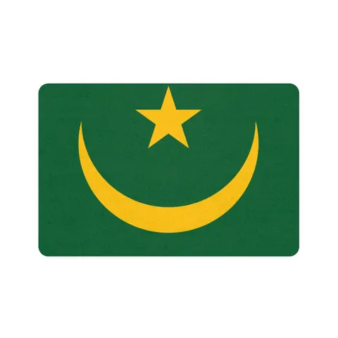 Mauritania Green Gold Crescent Pet Food Mat (12x18) — front view