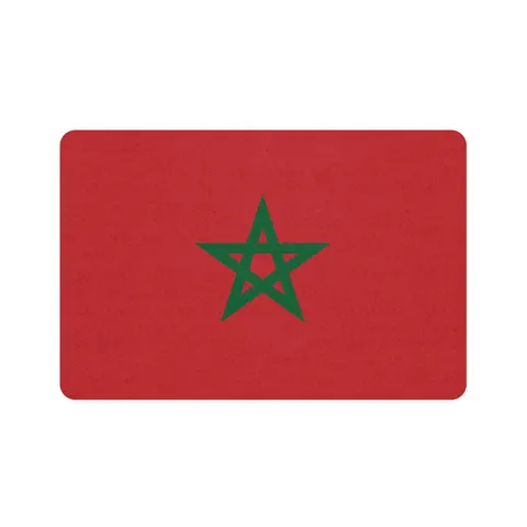 Morocco Red Green Star Pet Food Mat (12x18) — front view