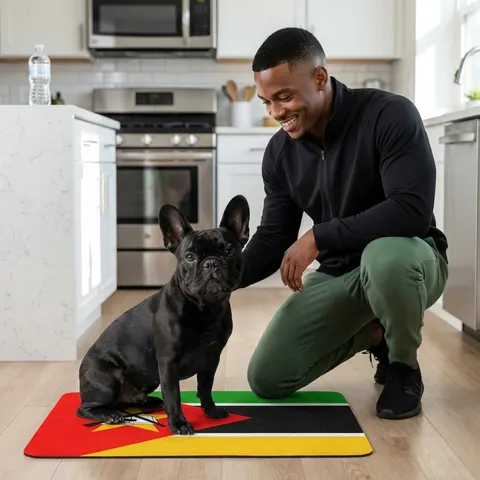 Mozambique Green Black Yellow Pet Food Mat (12x18)