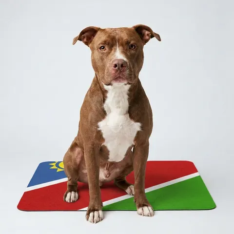 Namibia Diagonal Blue Red Green Pet Food Mat (12x18)