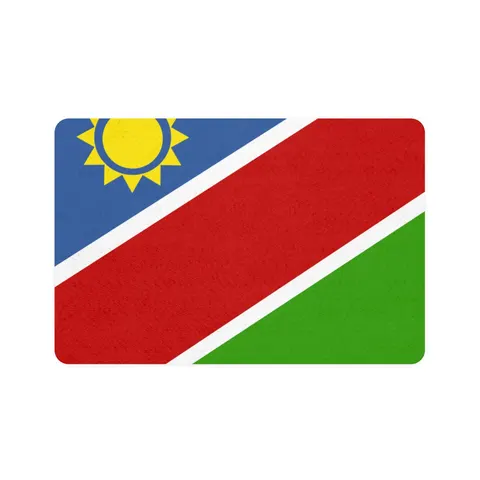 Namibia Diagonal Blue Red Green Pet Food Mat (12x18) — front view