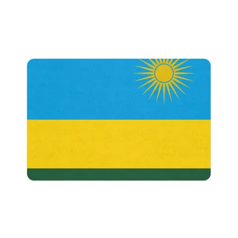 Rwanda Sky Blue & Sun Pet Food Mat (12x18) — front view