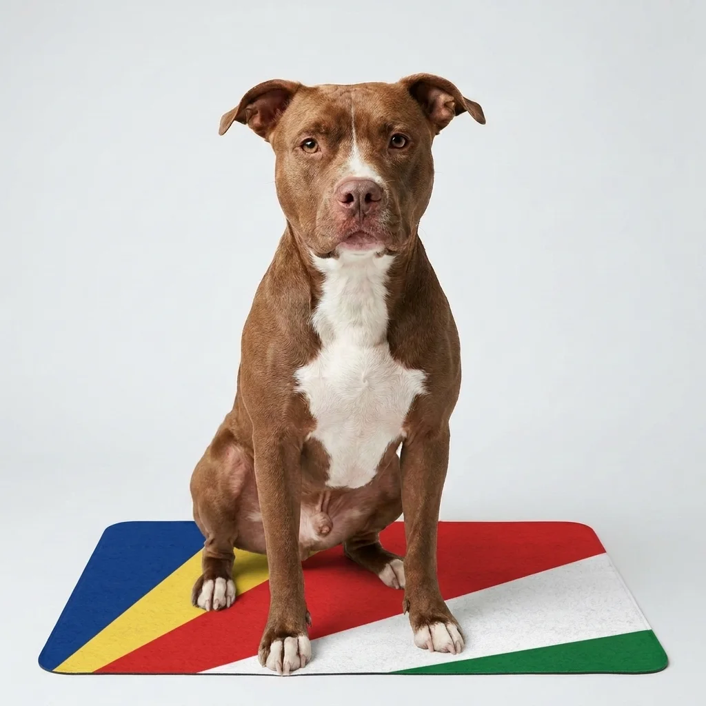 Seychelles Color Fan Pet Food Mat (12x18) — lifestyle view
