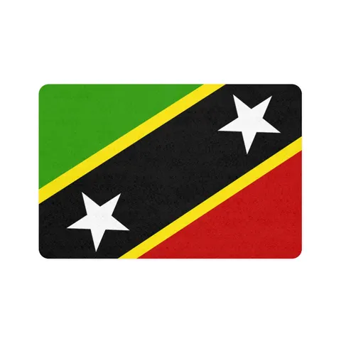 St. Kitts & Nevis Diagonal Stars Pet Food Mat (12x18) — front view