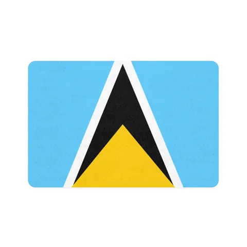 Saint Lucia Blue Triangle Peak Pet Food Mat (12x18) — front view