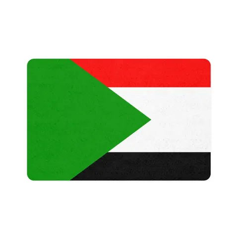 Sudan Red White Black Triangle Pet Food Mat (12x18) — front view
