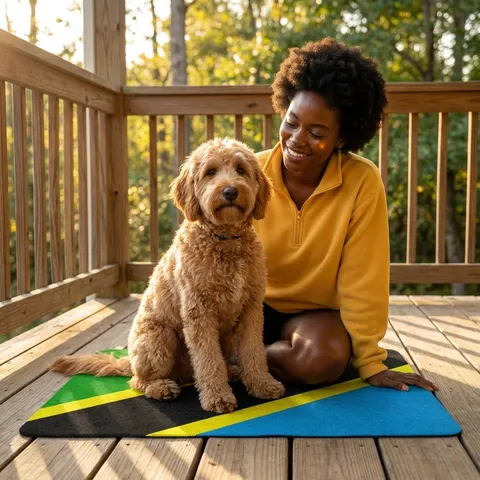 Tanzania Diagonal Bands Pet Food Mat (12x18)