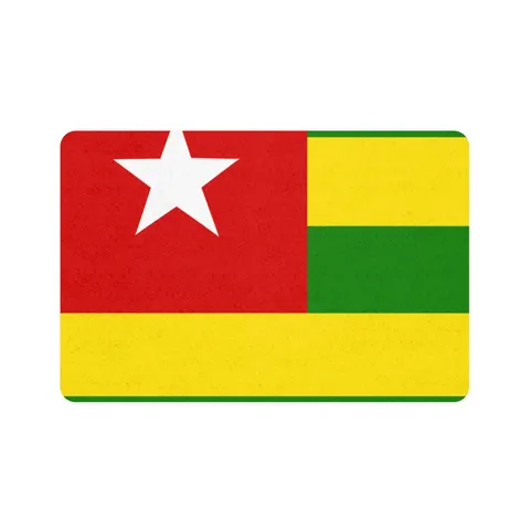 Togo Green Yellow Stripes Pet Food Mat (12x18) — front view