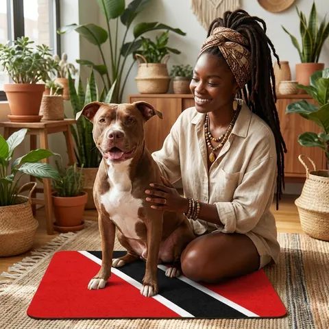Trinidad & Tobago Diagonal Stripe Pet Food Mat (12x18)