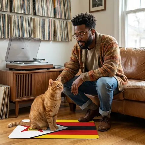 Zimbabwe Stripes & Triangle Pet Food Mat (12x18)
