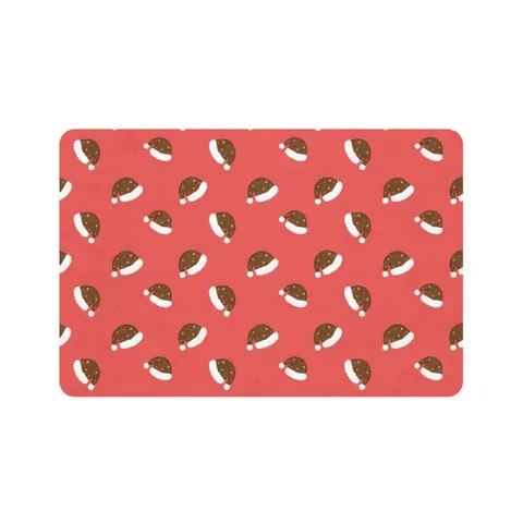 Holiday Brown Santa Hat Icons Pet Food Mat (12x18) — front view