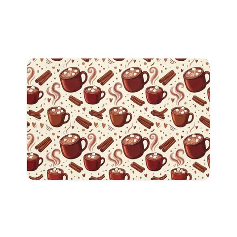 Holiday Hot Cocoa & Marshmallows Pet Food Mat (12x18) — front view