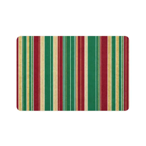 Holiday Gift Wrap Stripes Pet Food Mat (12x18) — front view