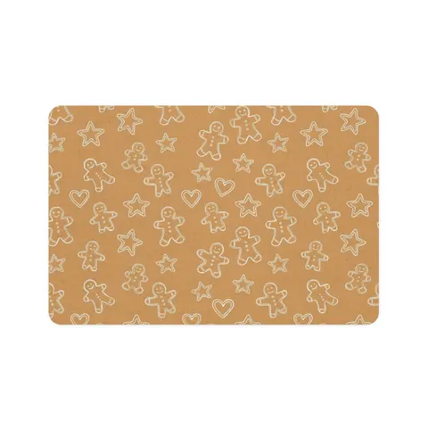 Holiday Gingerbread Cookie Pattern Pet Food Mat (12x18) — front view