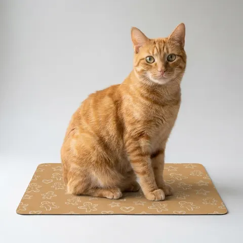 Holiday Gingerbread Cookie Pattern Pet Food Mat (12x18)