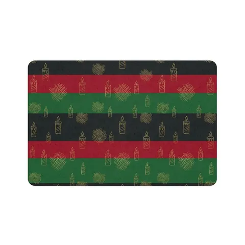 Holiday Kwanzaa Karamu Colors Pet Food Mat (12x18) — front view