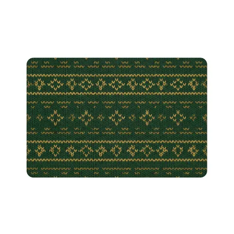 Holiday Green & Gold Knit Pet Food Mat (12x18) — front view