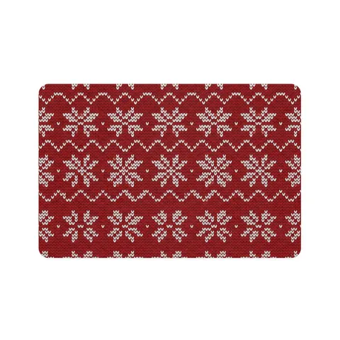 Holiday Red & White Knit Pet Food Mat (12x18) — front view