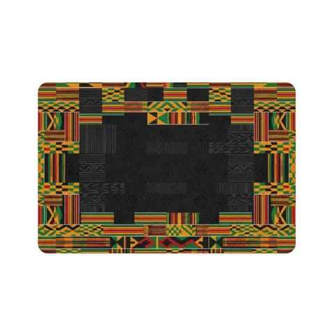 Holiday Kwanzaa Kente Border Pet Food Mat (12x18) — front view