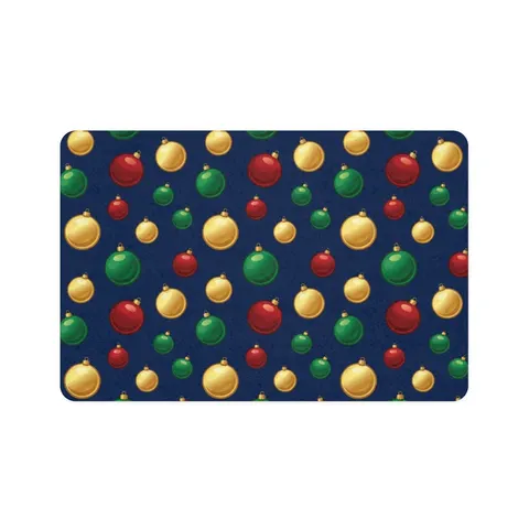Holiday Glass Ornament Scatter Pet Food Mat (12x18) — front view